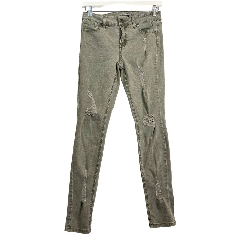Refuse Tan Distressed Low Rise Jeans Size 4 Womens - Picture 1 of 14